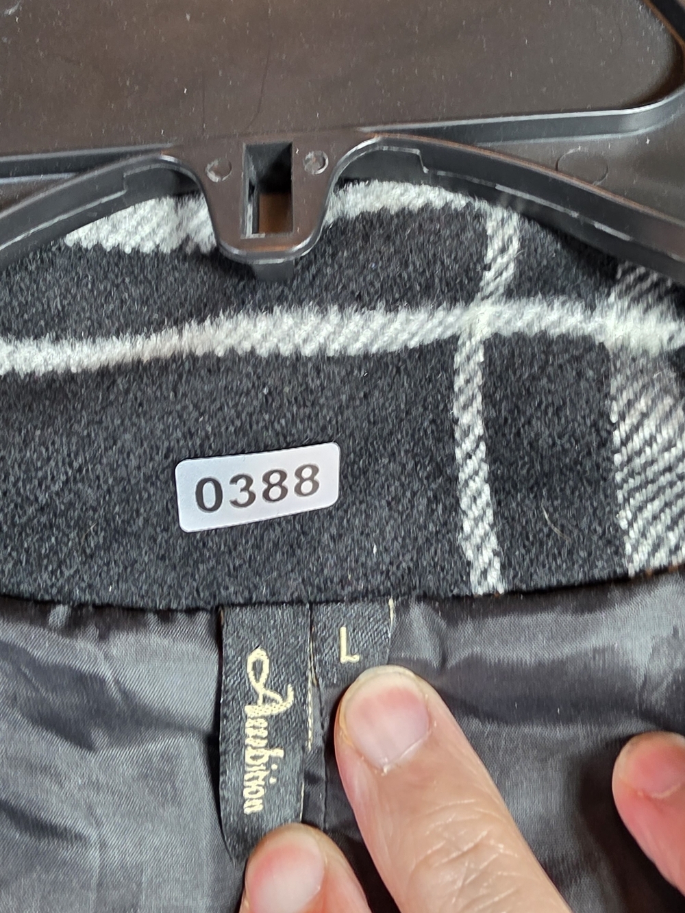 Ambition Black and White Plaid Pea Coat Womens L. A line. Swing - Picture 3 of 13